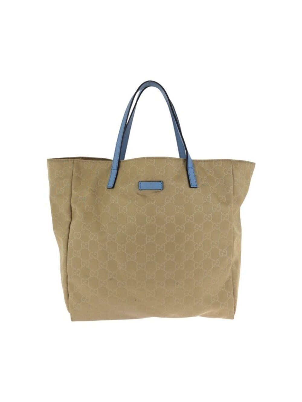 Gucci Beige Brown Light Blue Nylon Leather Shoulder